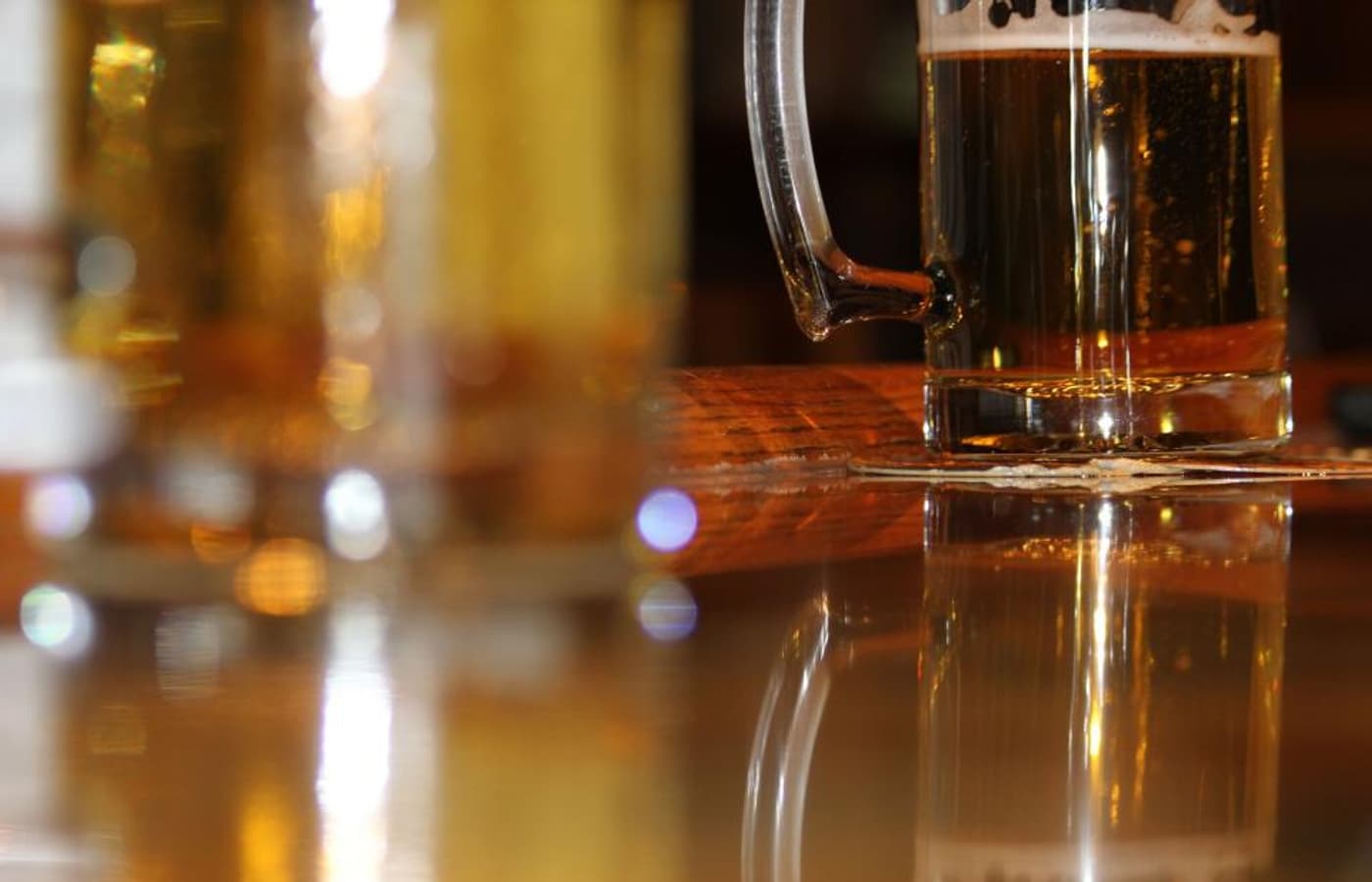 Glasses on a bar counter