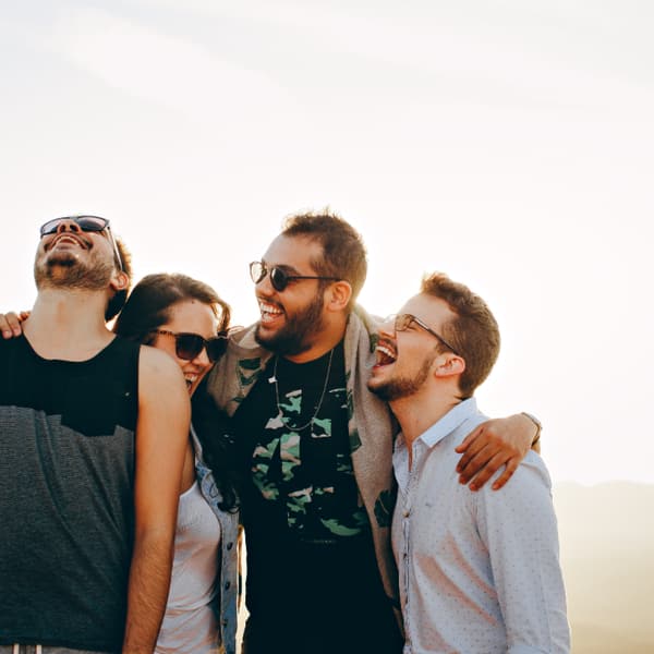 A group of friends laughing together